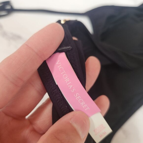 Victoria's Secret Black Neon Colored 2 Piece Bikini Swimsuit Women's M - Picture 9 of 11